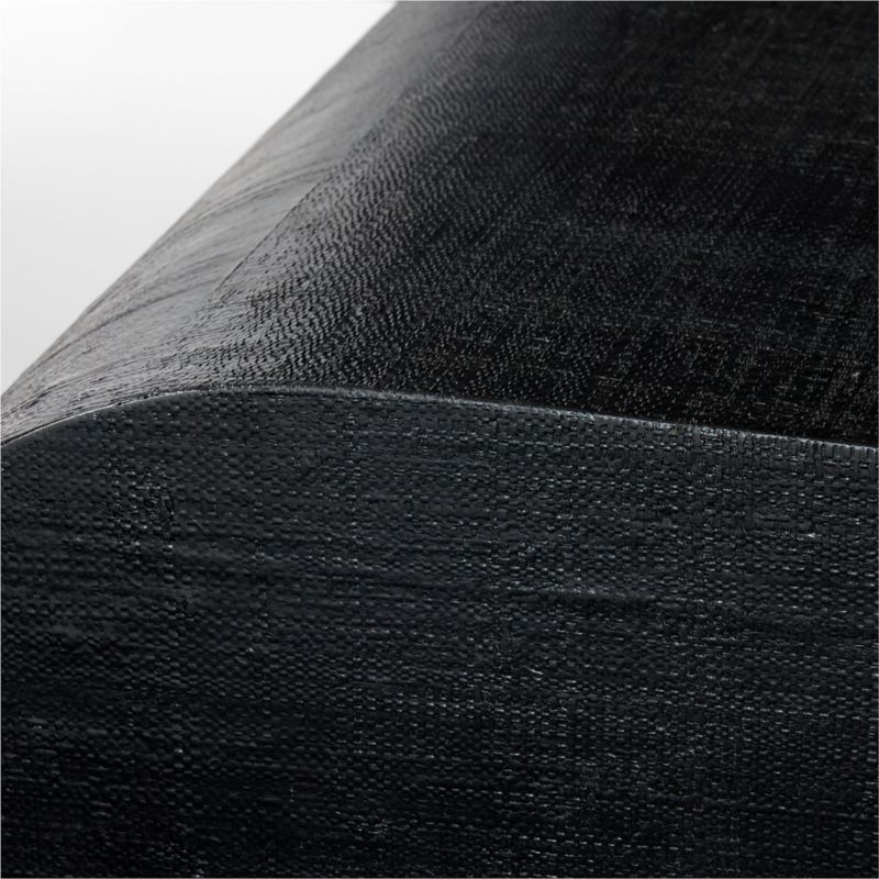Horseshoe Black Laquered Linen 60" Coffee Table - Image 4