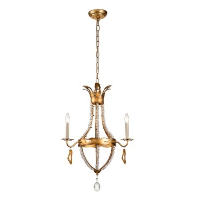 3 Light Mini Traditional Antique Gold Chandelier - Image 0