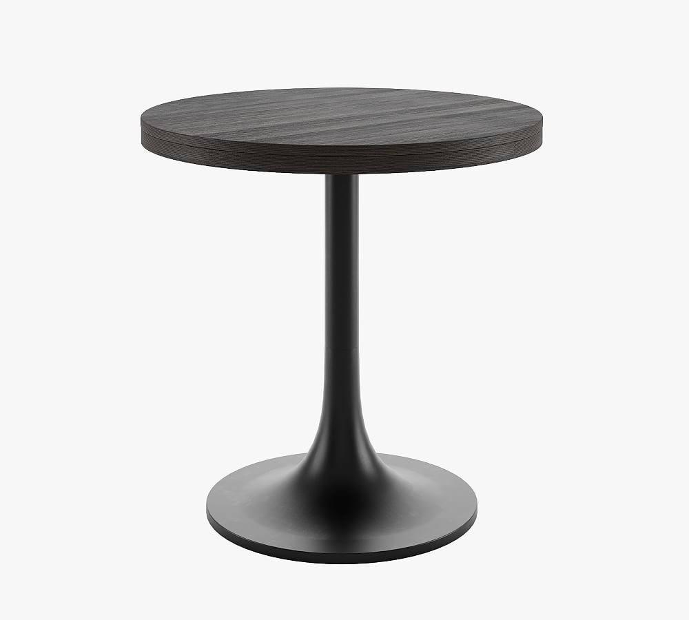 30" Round Pedestal Dining Table, Blackened Oak Wood Top, Tulip Base - Image 0