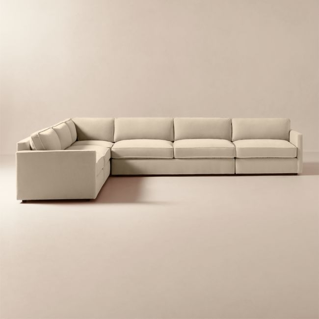 Winona 5-Piece L-Shaped Small Taupe Performance Velvet Sectional Sofa - Image 0