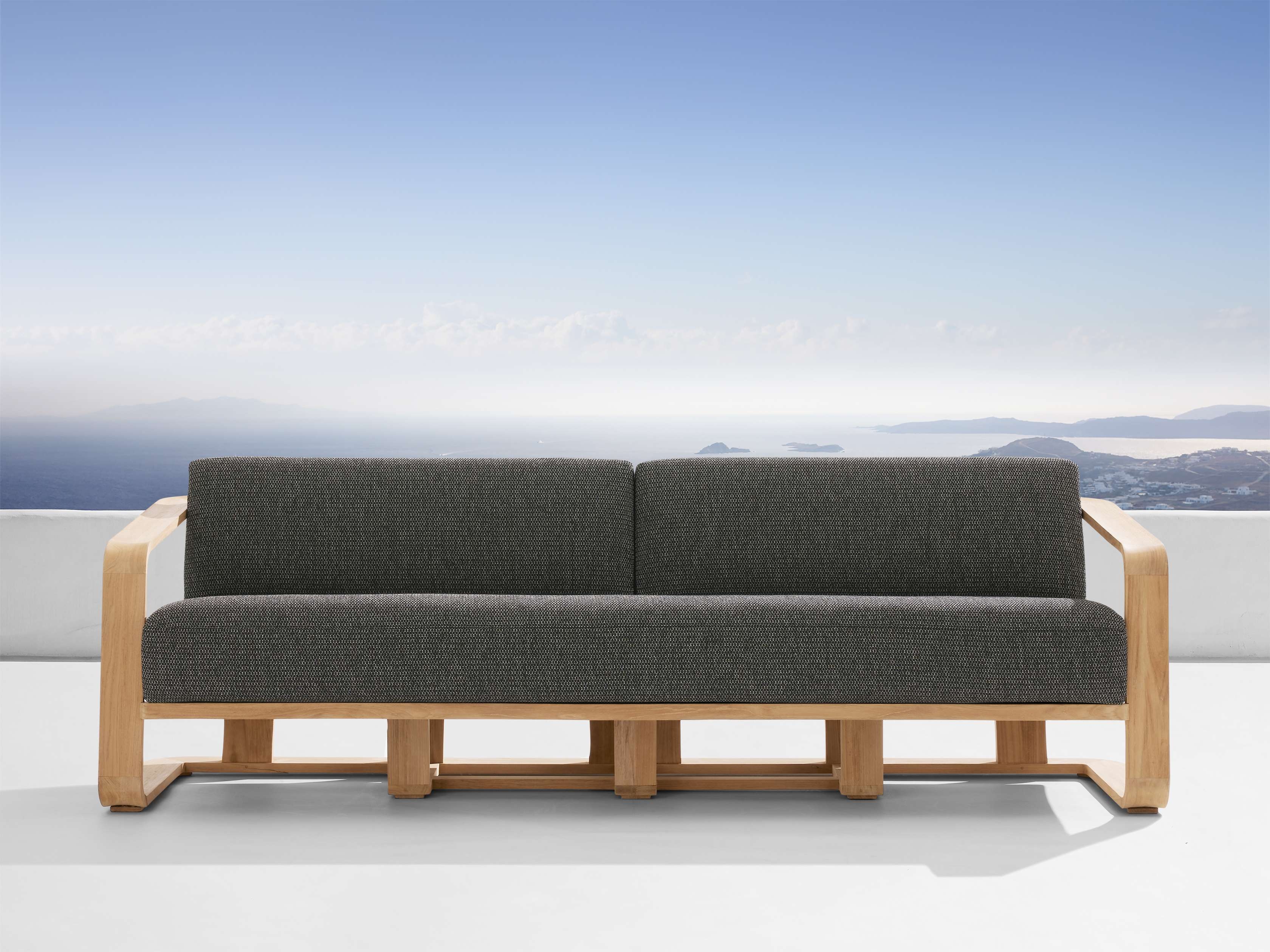 Sonoma Outdoor Sofa Teak in Natural  Dahlia Carbon/96" - Image 0