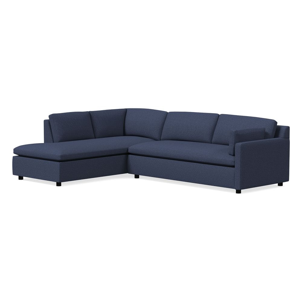 Marin 114" Left Bumper Chaise Sectional, Standard Depth, Deco Weave, Midnight - Image 0