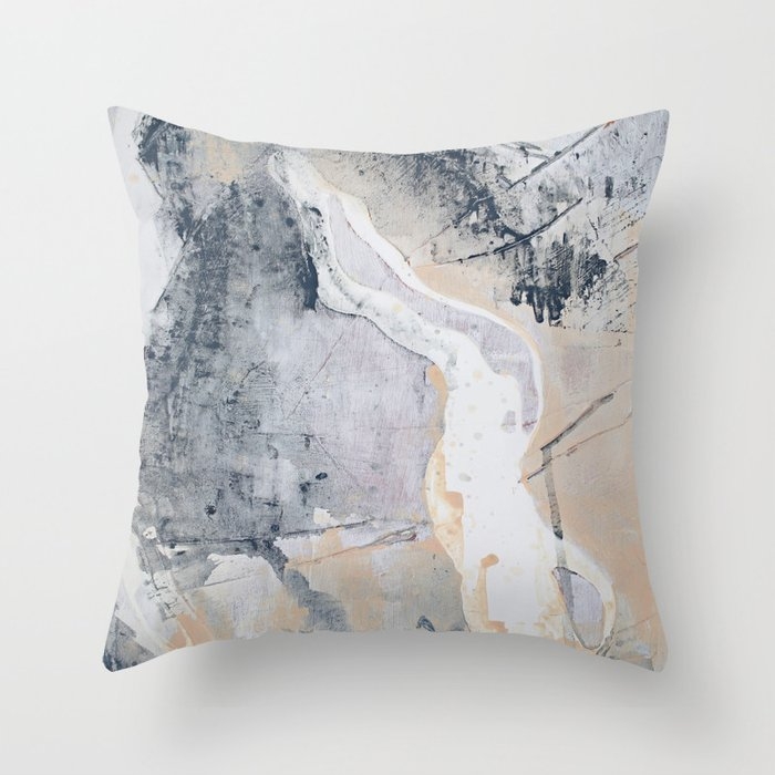 As Restless As The Sea: A Minimal Abstract Painting By Alyssa Hamilton Art Throw Pillow by Alyssa Hamilton Art - Cover (16" x 16") With Pillow Insert - Indoor Pillow - Image 0