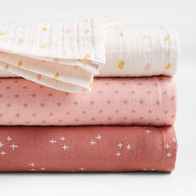 Pink Charms Organic Baby Swaddles, Set of 3 - Image 0