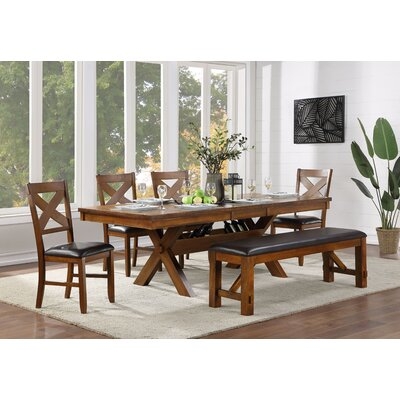Aydin 6 - Piece Butterfly Leaf Rubberwood Solid Wood Dining Set - Image 0