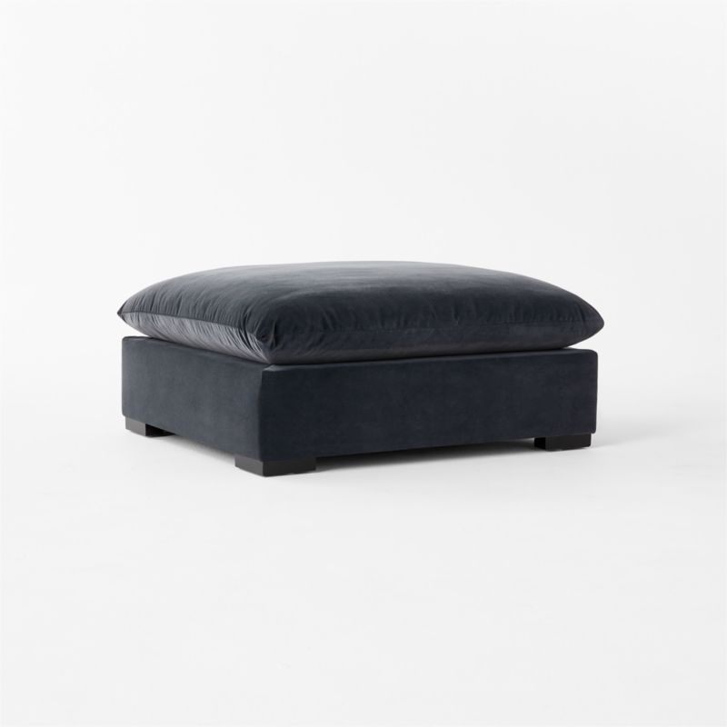 Deseo Charcoal Grey Performance Velvet Standard Depth Ottoman - Image 2
