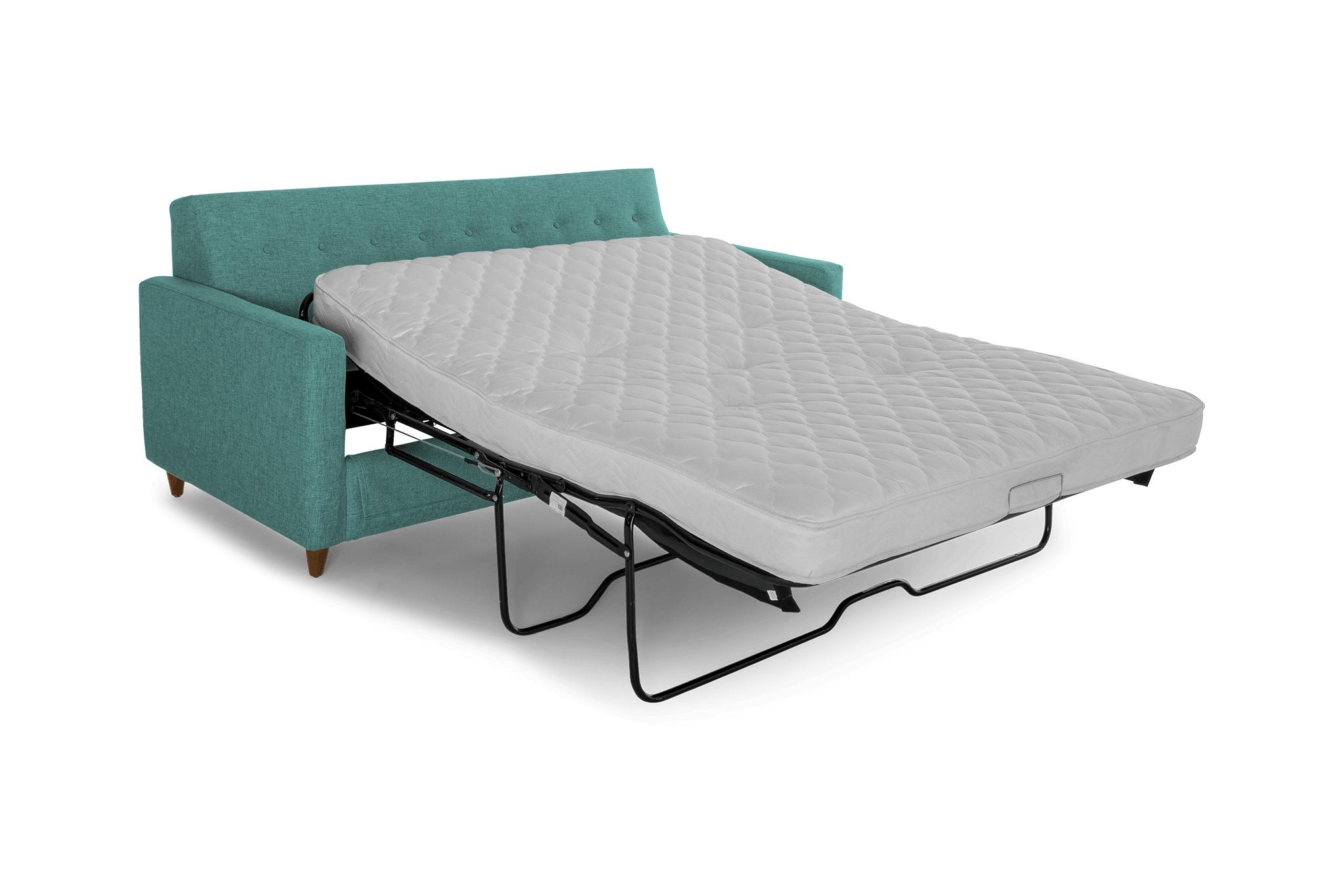 Green Korver Mid Century Modern Sleeper Sofa - Essence Aqua - Mocha - Image 1