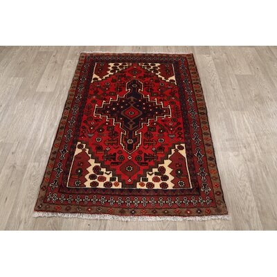 One-of-a-Kind Beeke Hand-Knotted New Age Hamedan Red 3'3" x 4'6" Wool Area Rug - Image 0
