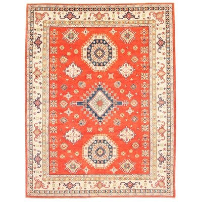 One-of-a-Kind Hand-Knotted New Age Finest Gazni Red/Ivory 9'1" x 11'8" Wool Area Rug - Image 0