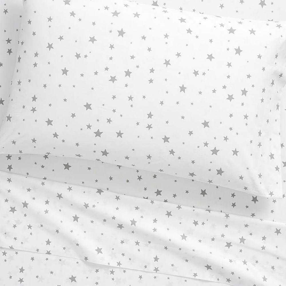 Organic Shining Star Glow In The Dark Pillowcase, Gray, WE Kids - Image 0