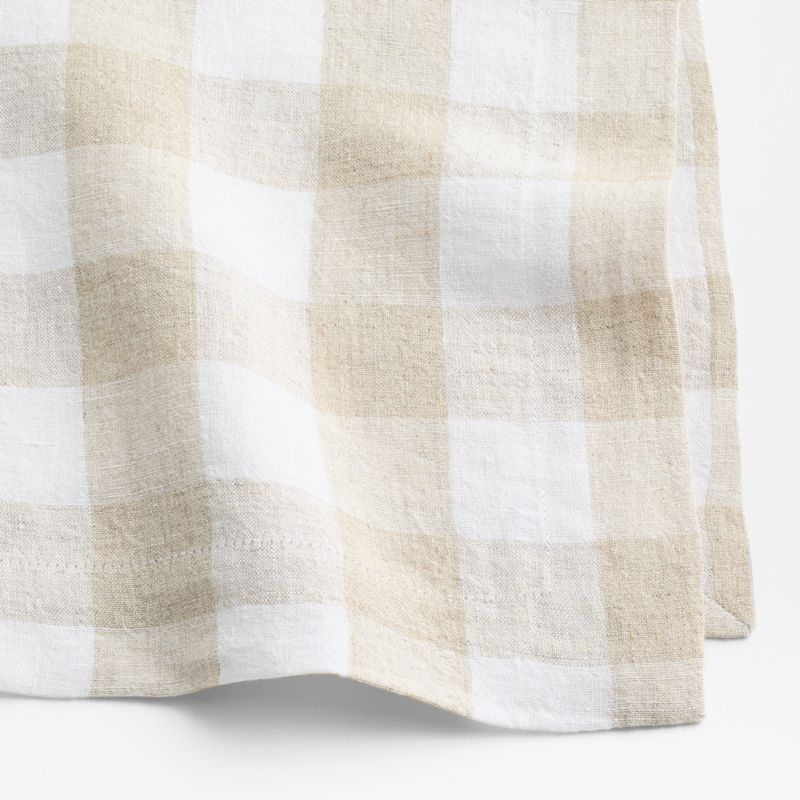 Marin White and Natural Buffalo Check EUROPEAN FLAX ™-Certified Linen Dinner Napkin - Image 1