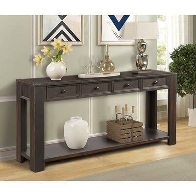 Console Table For Entryway Hallway Sofa Table With Storage Drawers And Bottom Shelf (Dark Blue) - Image 0