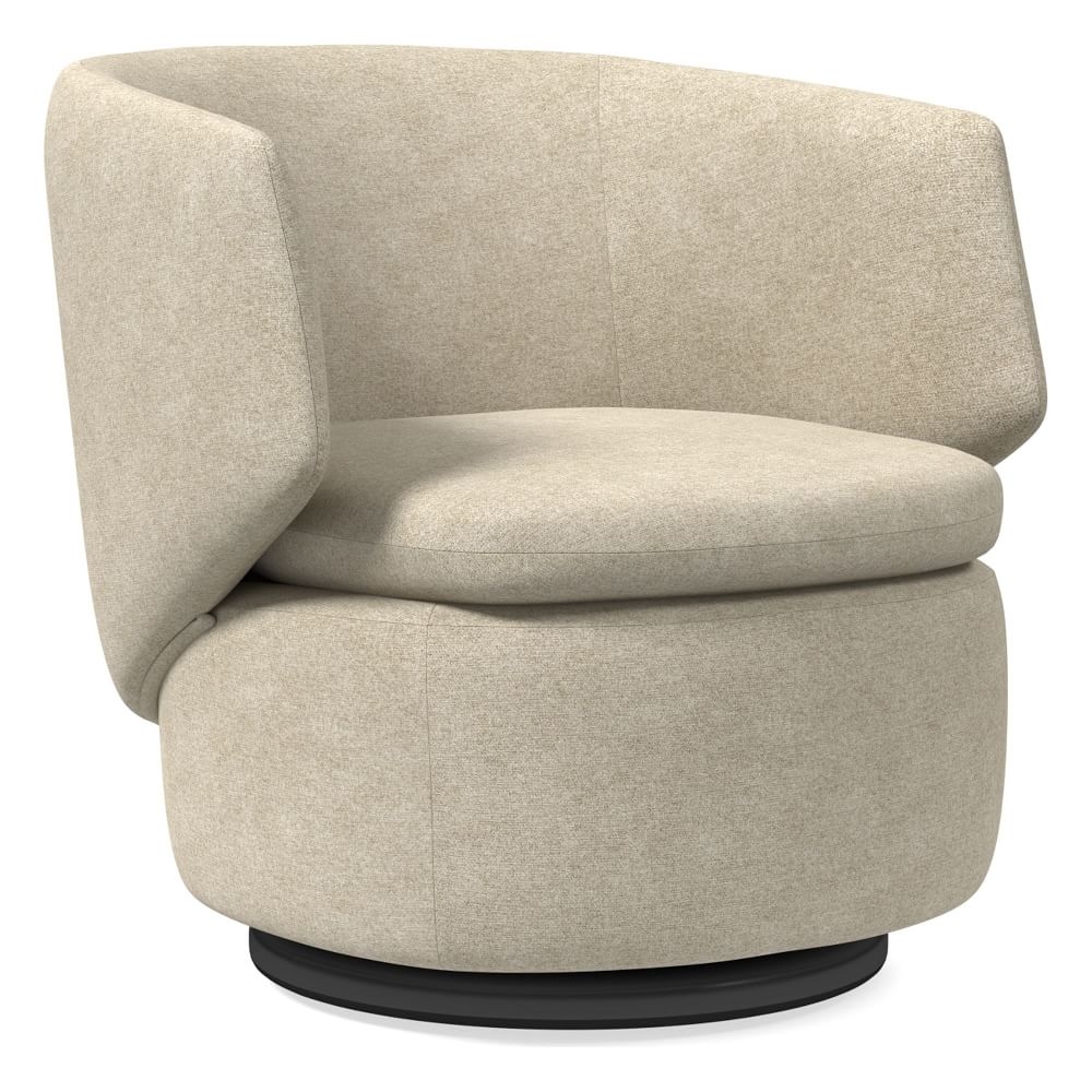 Crescent Swivel Chair, Poly, Distressed Velvet, Dune, Concealed Support - Image 0