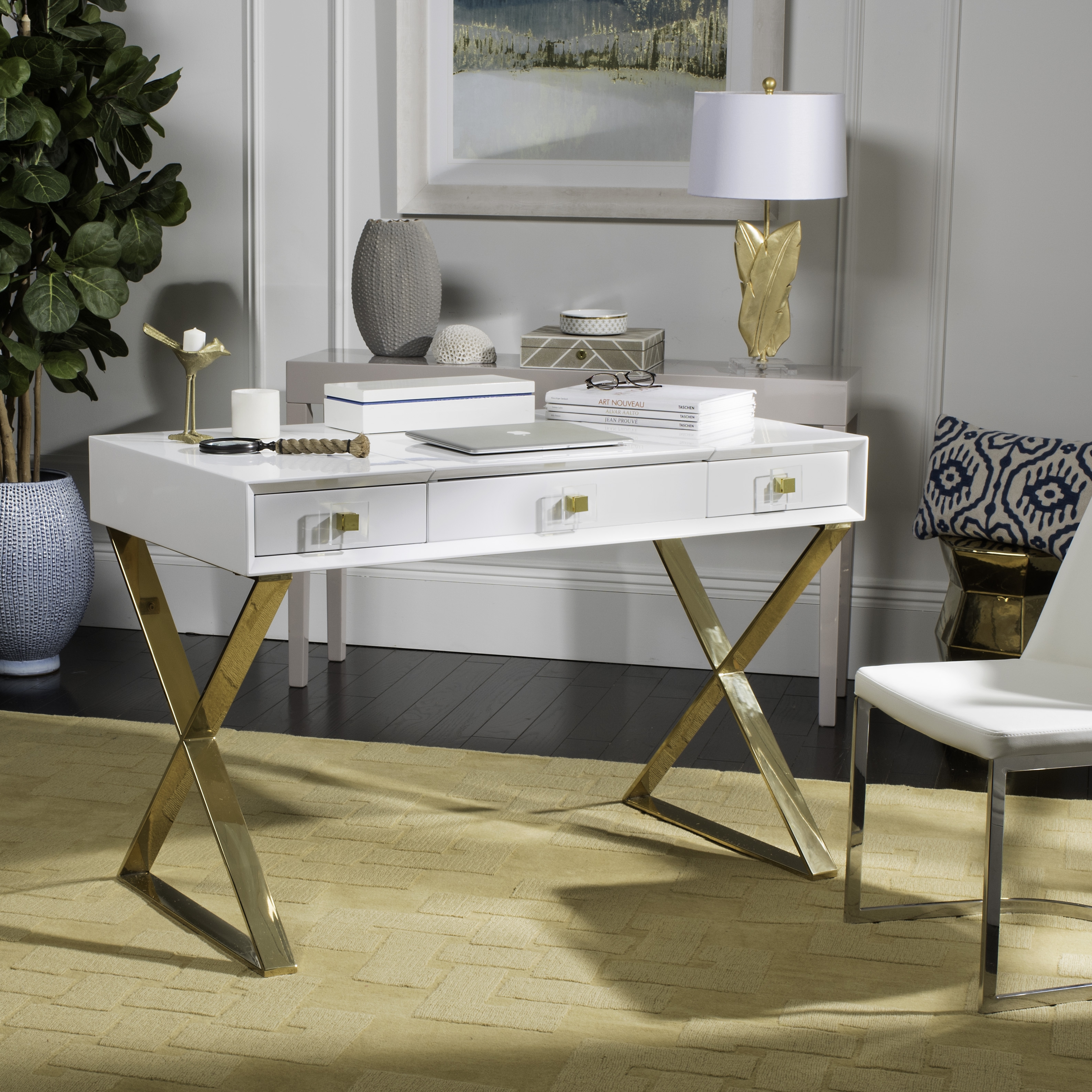 Yesenia Lacquer Vanity Table - White Lacquer - Safavieh - Image 7