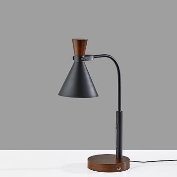 Walnut Led Desk Lamp, Black & Walnut - Image 1