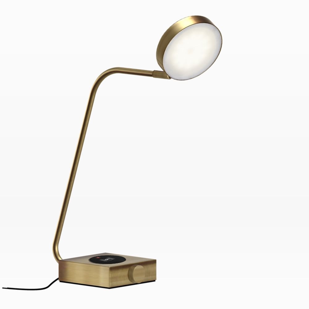 Industrial Metal LED Charging Task Lamp, Brass - Image 0