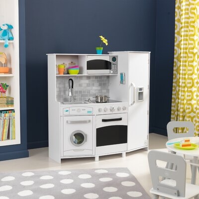 Large White Wooden Play Kitchen with Lights & Sounds - Image 0