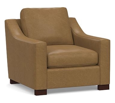 Turner Slope Arm Leather Small Armchair 37", Down Blend Wrapped Cushions, Statesville Toffee - Image 0