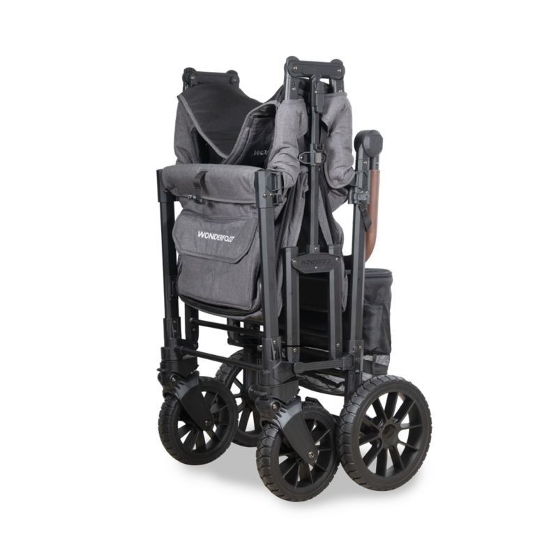 Wonderfold W2 Luxe Pro Charcoal Grey Double Kids Stroller Wagon - Image 3