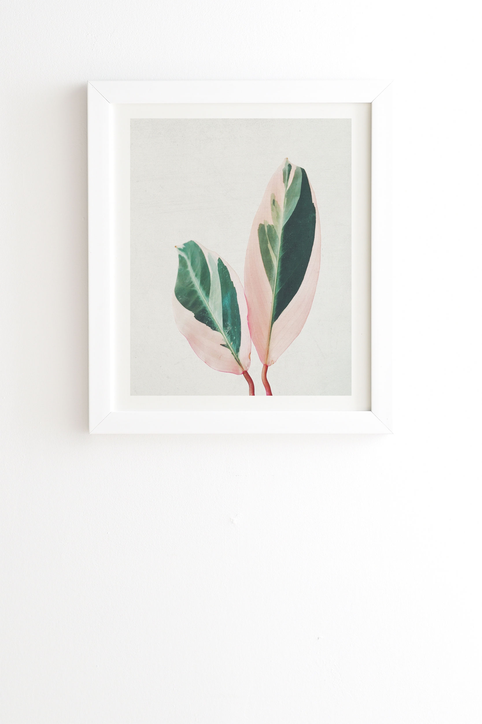 Pink Leaves I by Cassia Beck - Framed Wall Art Basic White 14" x 16.5" - Image 0