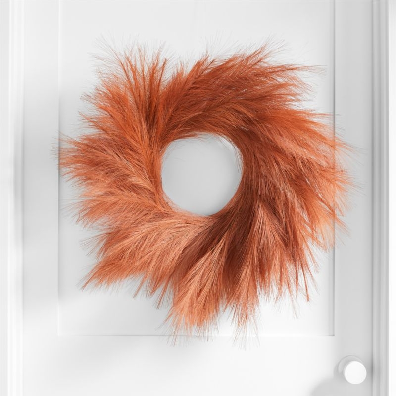 Rust Pampas Grass Wreath 28" - Image 1