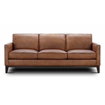 Zoticus Genuine Leather 86'' Square Arm Sofa - Image 0