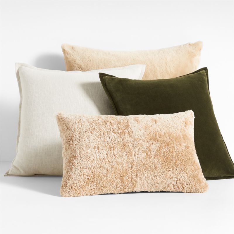 Ginger Beige Faux Fur 23x23 Throw Pillow with Down-Alternative Insert - Image 3