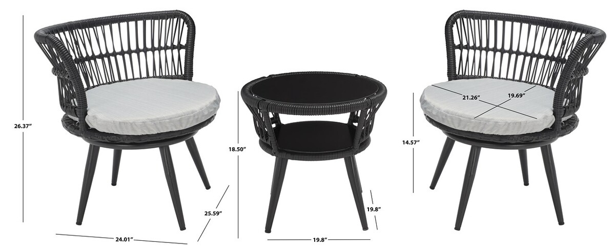 Kyomi 3 Pc Lounge Set - Black/Grey - Safavieh - Image 8