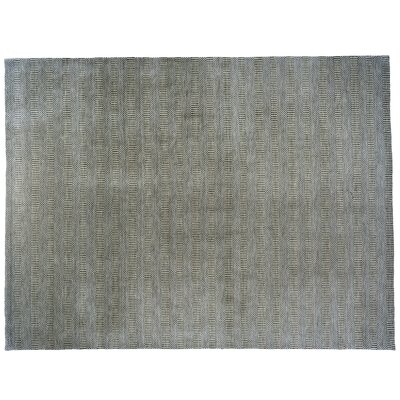 One-of-a-Kind Hand-Knotted Gray 9'1" x 12' Viscose Area Rug - Image 0