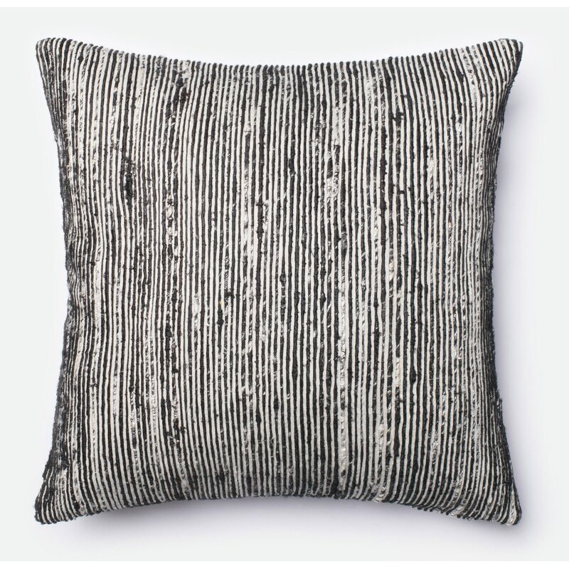 Loloi Rugs Silk Down Striped Throw Pillow Color: Black/Multi - Image 0