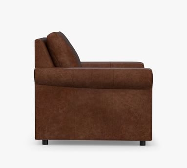 SoMa Sanford Roll Arm Leather Armchair, Polyester Wrapped Cushions, Churchfield Ebony - Image 2