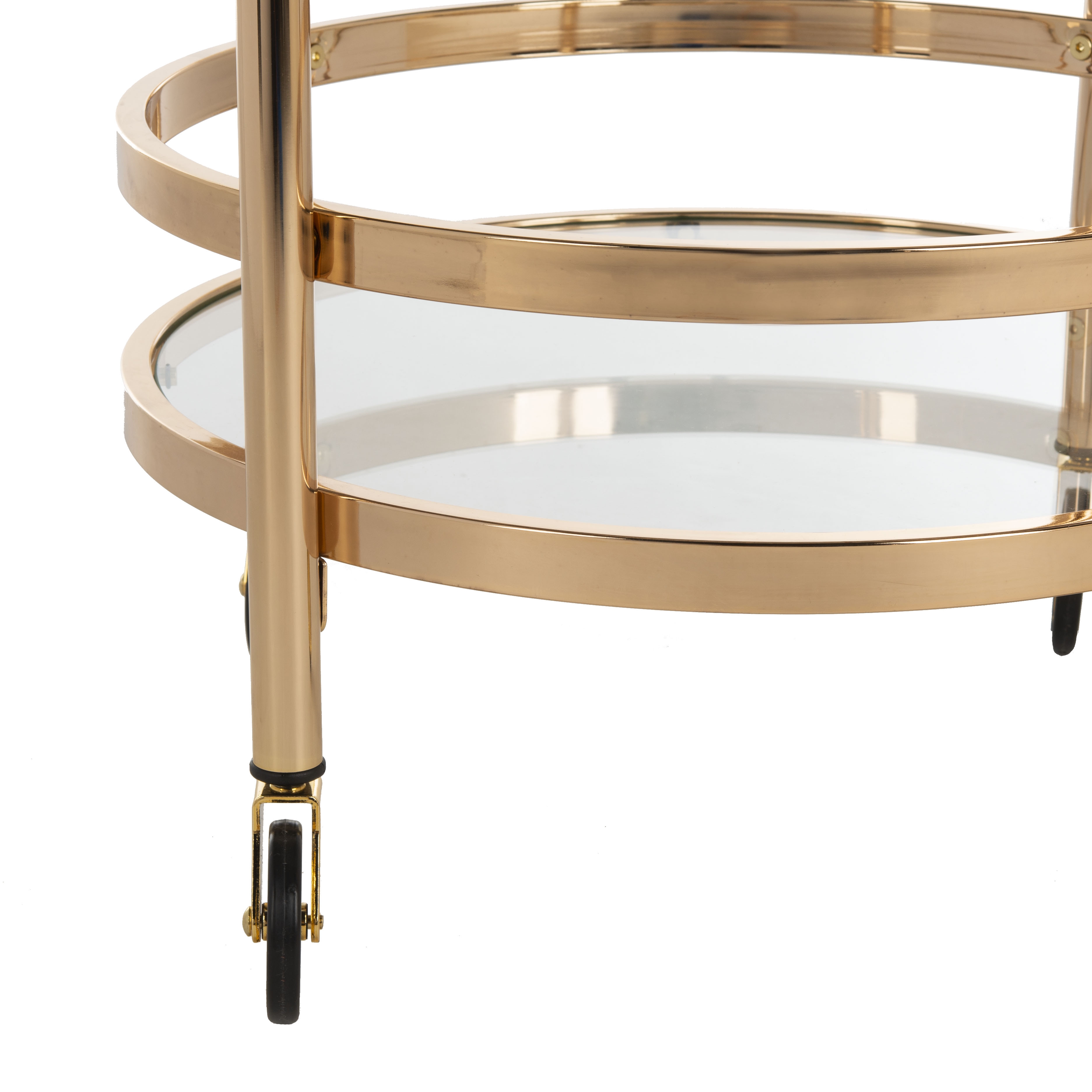 Sienna 2 Tier Round Bar Cart - Gold - Safavieh - Image 4