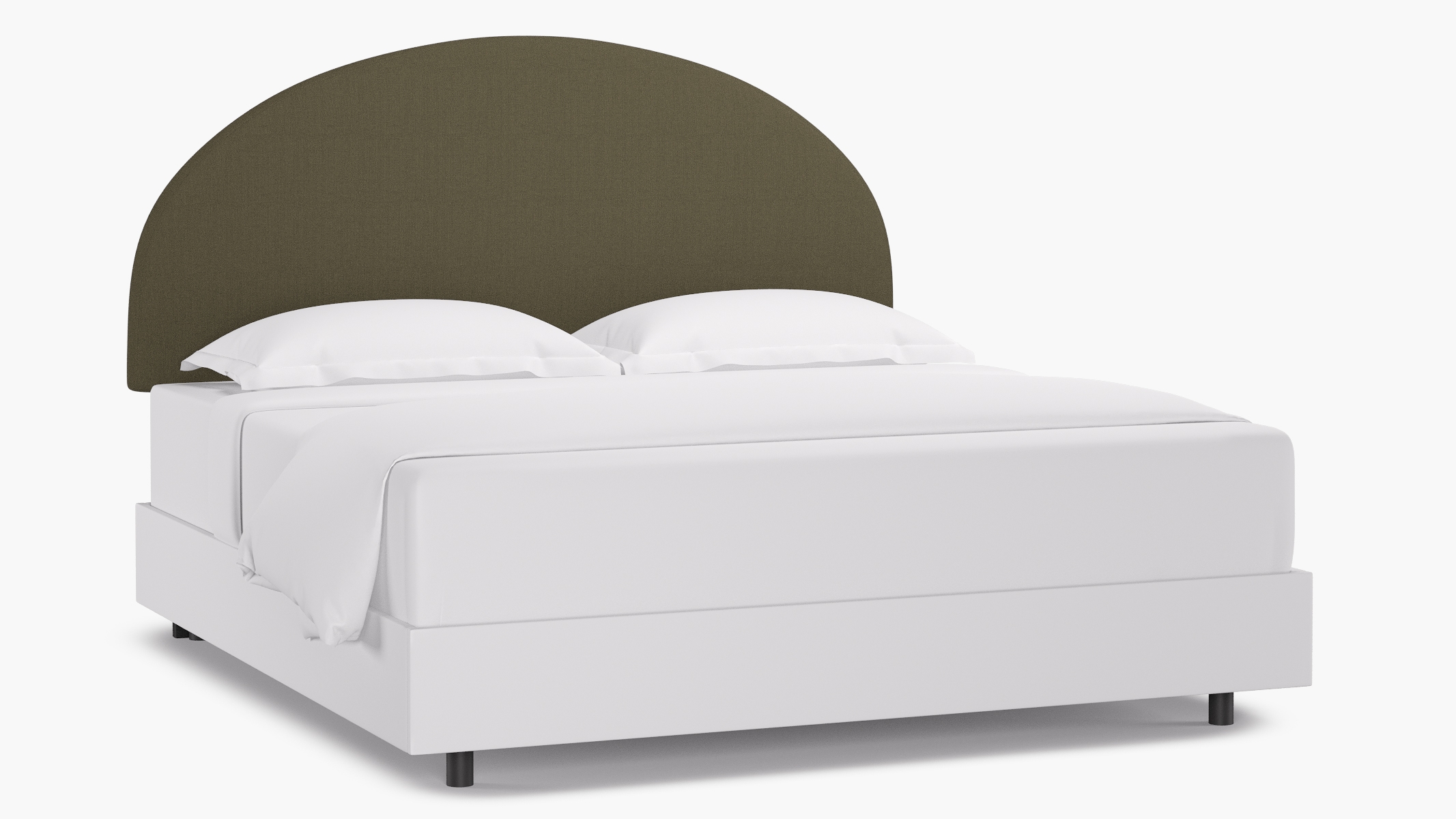 Arched Back Headboard, Olive Everyday Linen, King - Image 0
