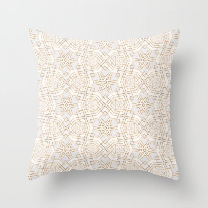 Golden Geo Stars Couch Throw Pillow by Elisabeth Fredriksson - Cover (16" x 16") with pillow insert - Outdoor Pillow - Image 0