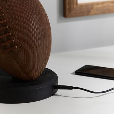 Football Table Lamp with USB, Brown - Image 4