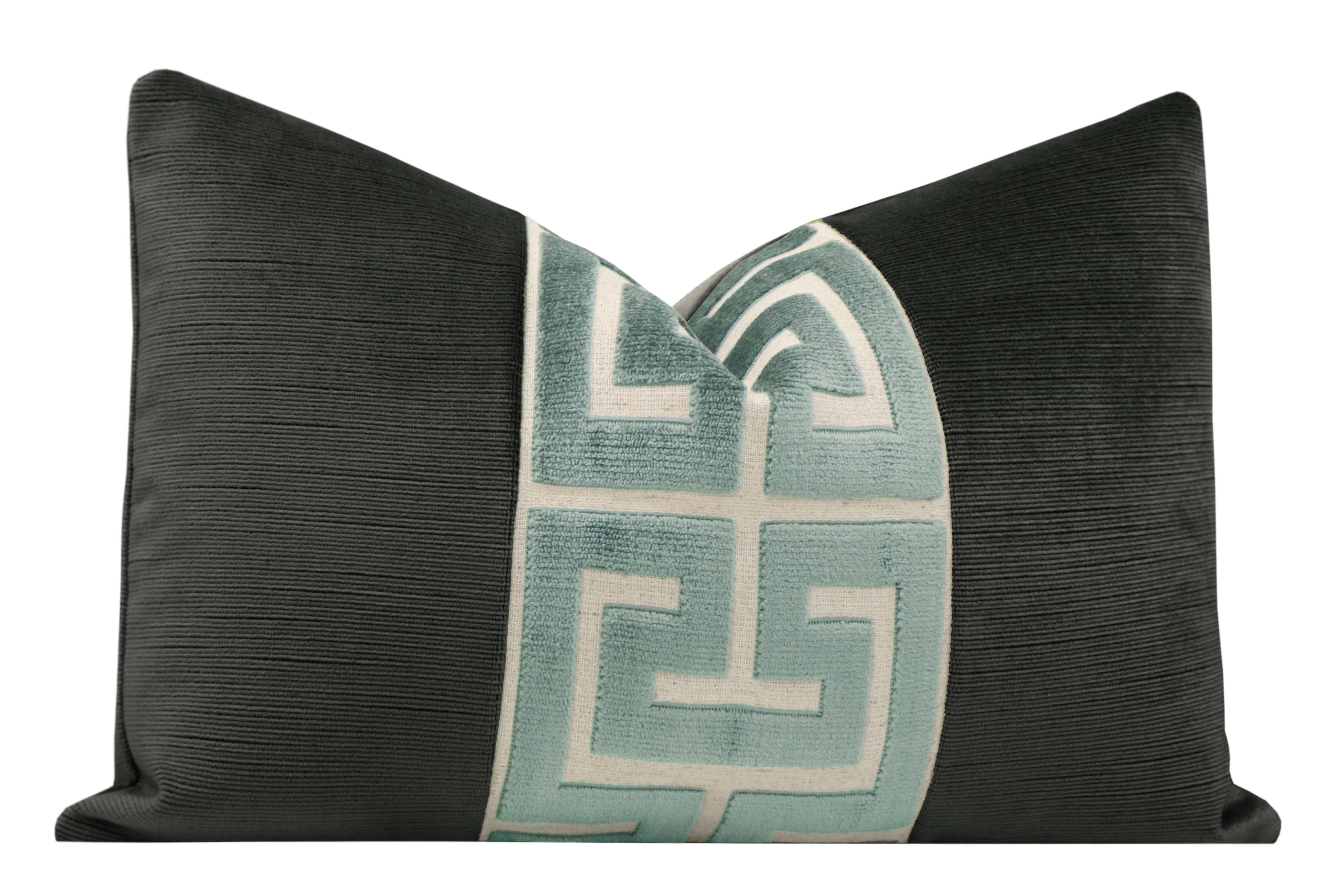 THE LITTLE LUMBAR :: STRIE VELVET // GRAPHITE + TURKISH GREEK TRIM - SAMPLE 4" X 4" - Image 1