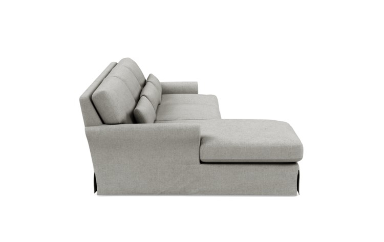 Maxwell Slipcovered Left Sectional with Grey Ore Fabric and Natural Oak with Antique Cap legs - Image 2