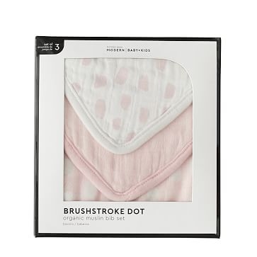 Organic Muslin Brushstroke Dot, S/3 Bandana Bib Set, Black/White, WE Kids - Image 3