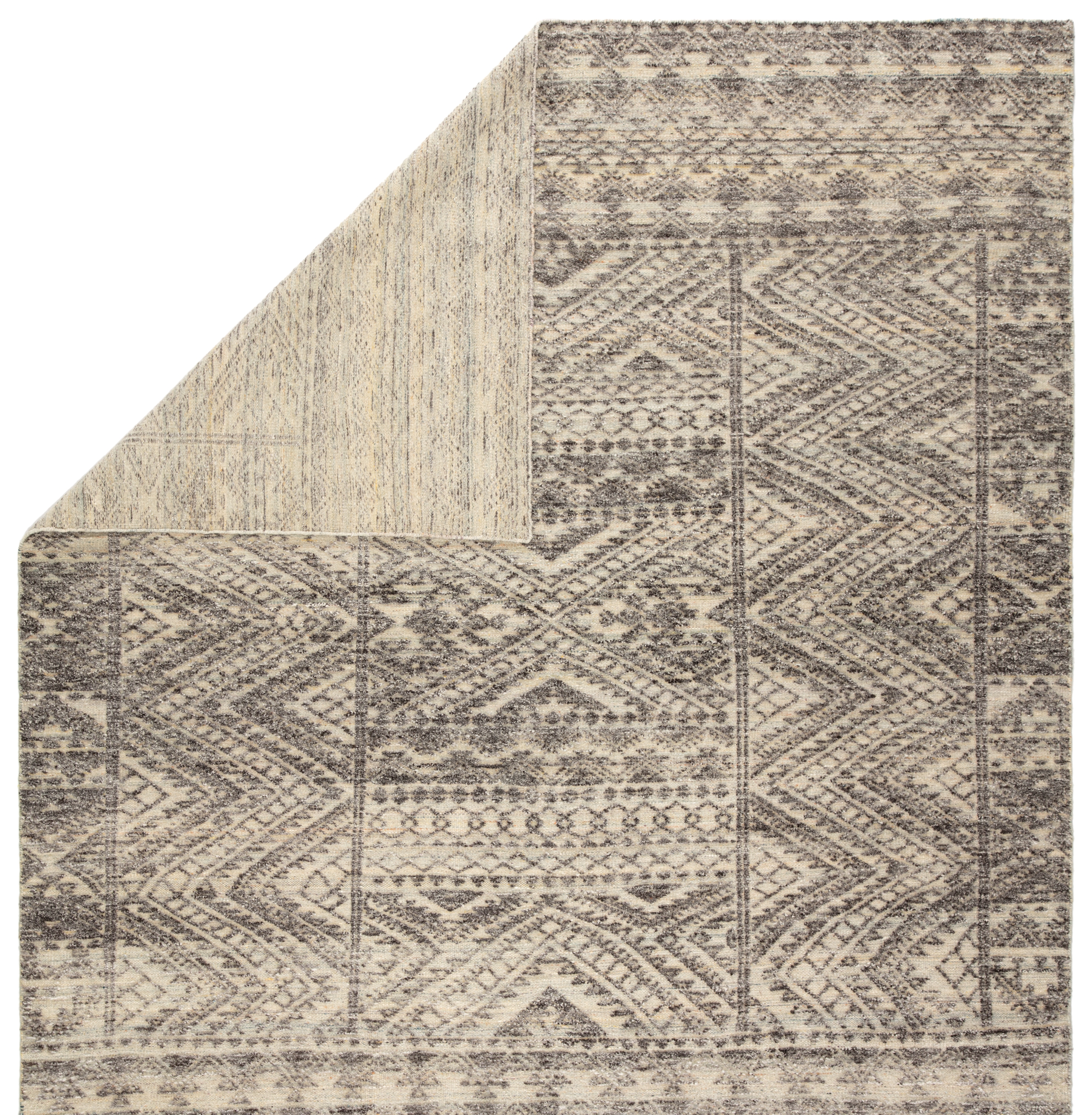 Prentice Hand-Knotted Geometric Dark Gray/ Taupe Area Rug (8'X11') - Image 2
