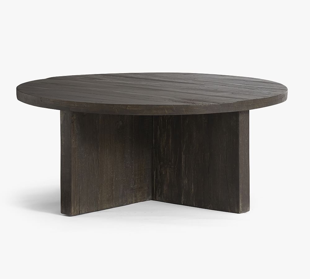 Rocklin Round Reclaimed Wood Coffee Table, Rustic Black, 42"L - Image 0
