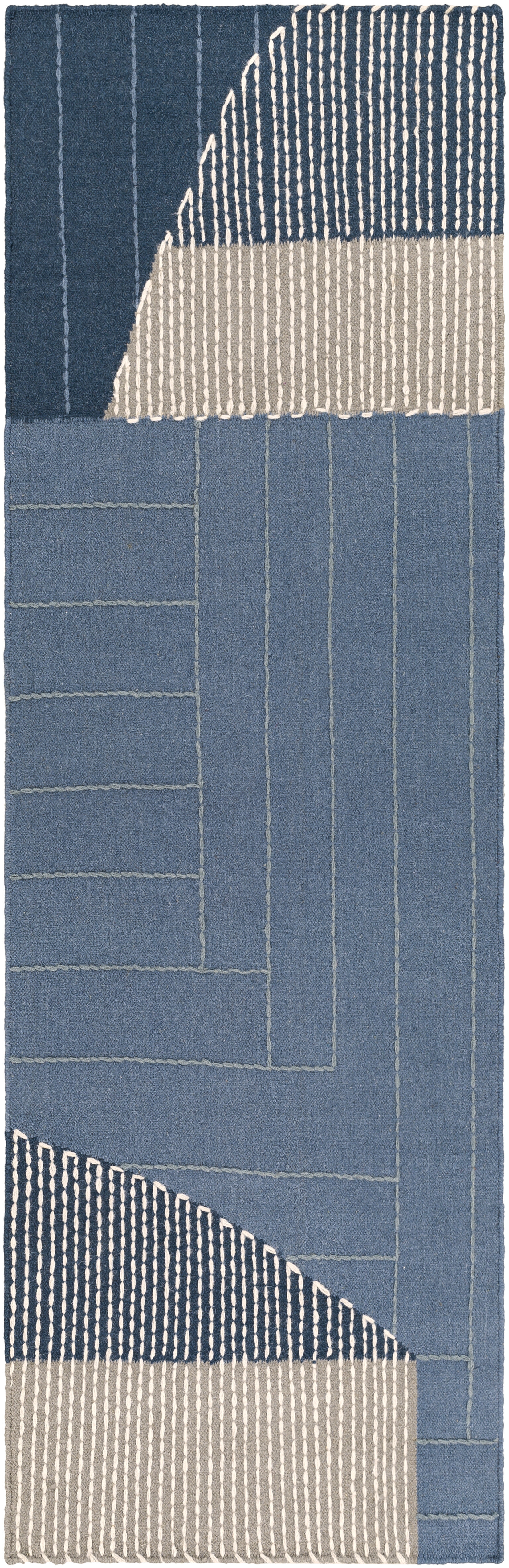 Fulham Blue Indoor 2'6" x 8' Handmade Rug - Image 0