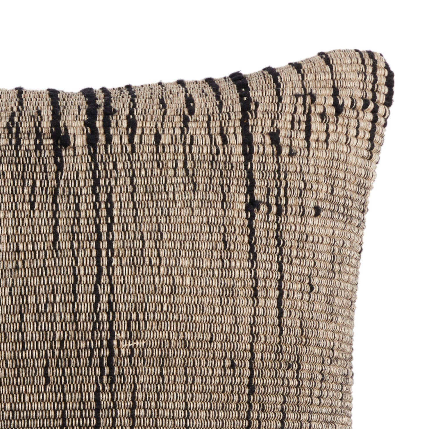 Handwoven Stripe Wool Pillow - Black Wool - Image 3