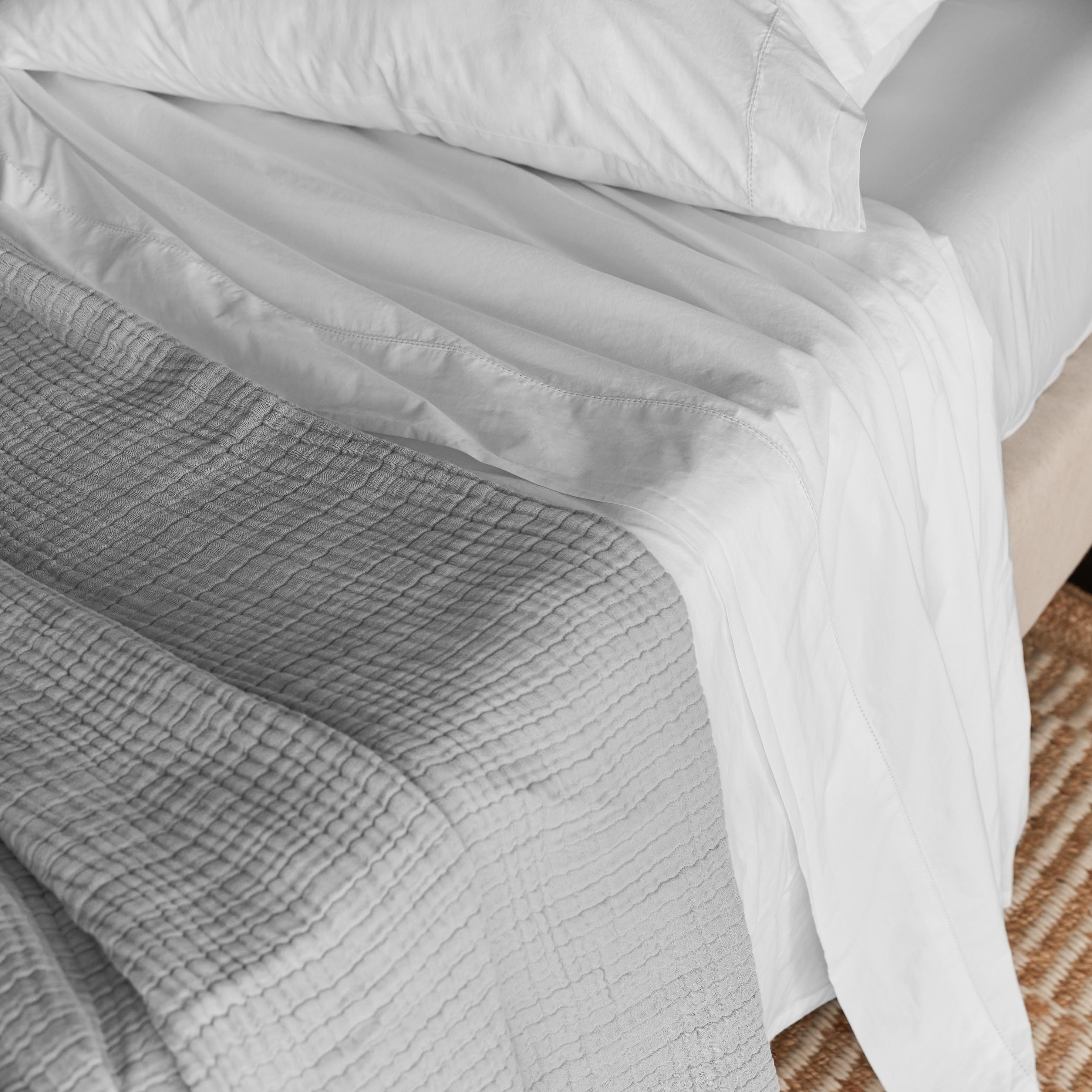 The Citizenry Organic Stonewashed Percale Bed Sheet Set | King | White - Image 1