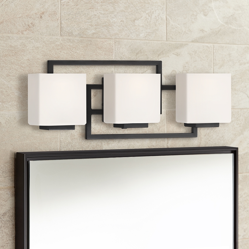 Possini Euro Lighting on the Square 21" Matte Black 3-Light Bath Light - Image 0