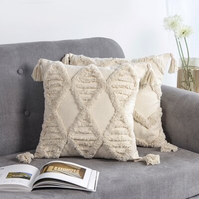 Boho Macrame Outdoor Pillow Cover With Tassel - Image 0