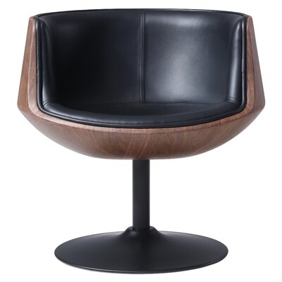 Rudd 27.5" W Faux Leather Swivel Barrel Chair - Image 0