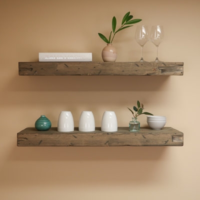 Jesher 2 Piece Distressed Floating Shelves