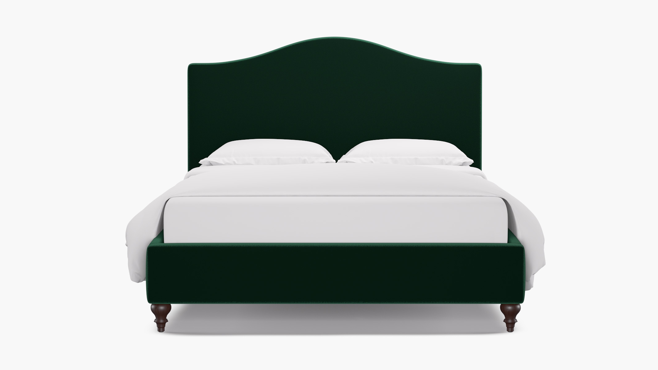 Camelback Bed, Spruce Performance Plush Velvet, Espresso Traditional Turned Leg, King - Image 0