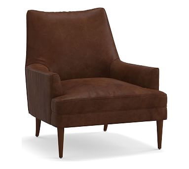 Reyes Leather Armchair, Polyester Wrapped Cushions, Vegan Java - Image 0