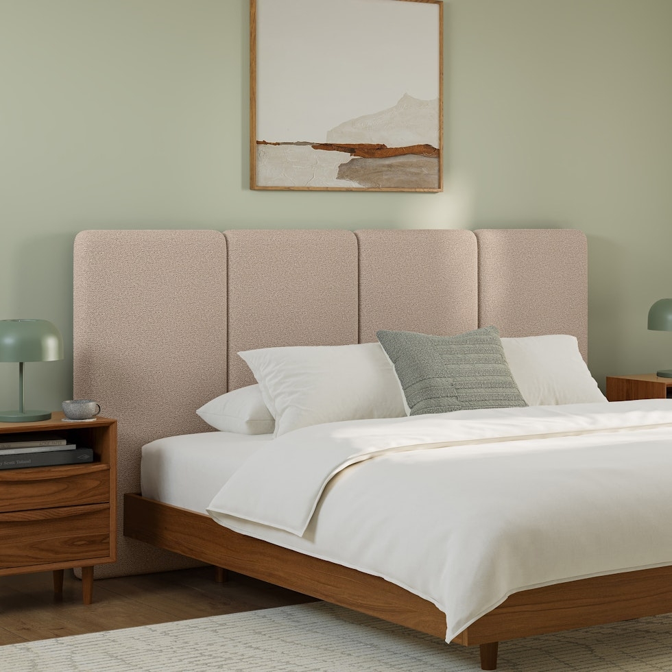 Noel King Headboard - Sandstone Wool Bouclé - Image 0